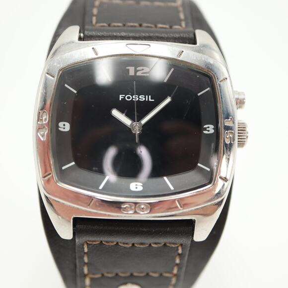 Fossil Kaleido Mens Red Orange Color Change 41mm Watch Black Leather New Battery - Picture 3 of 16